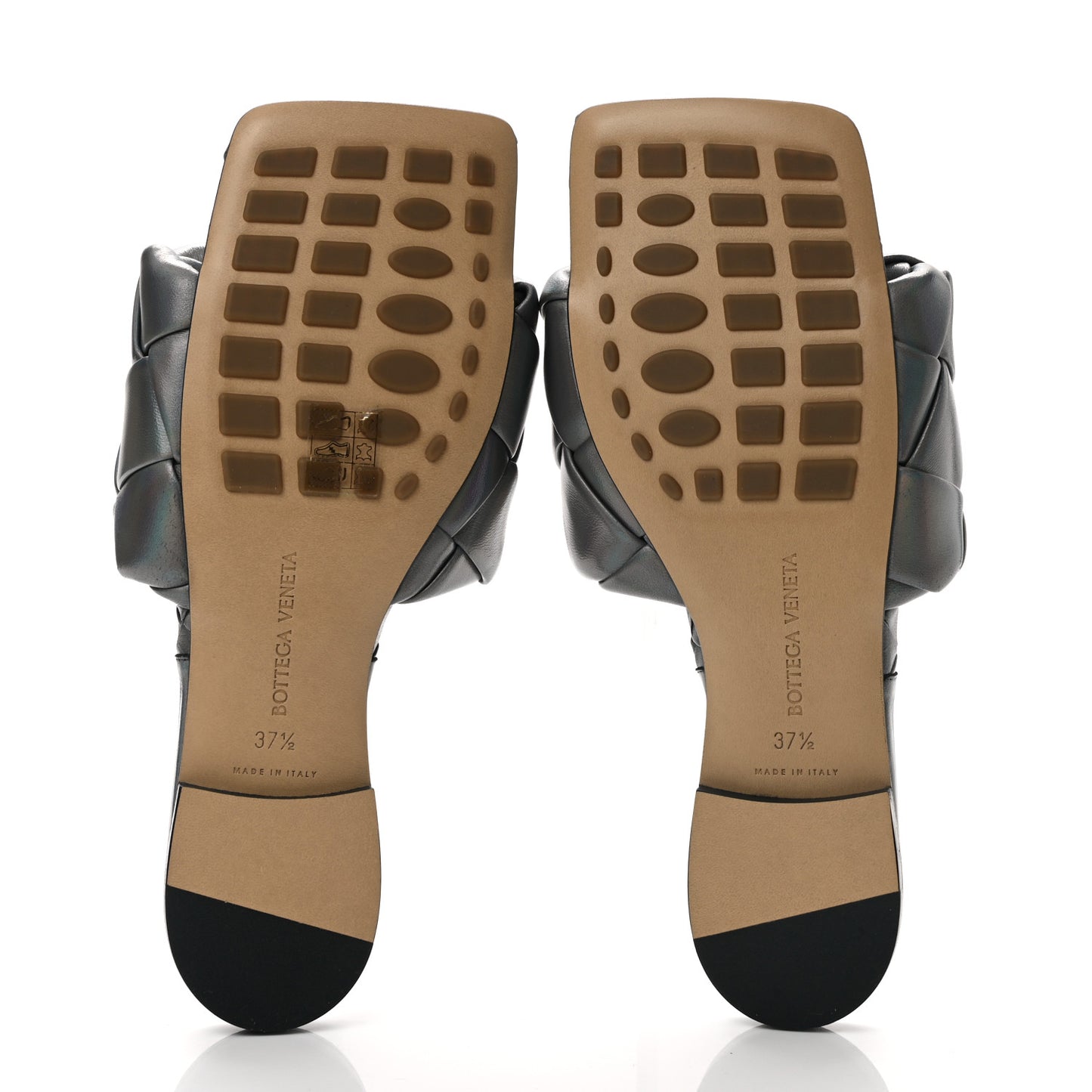 Laser Nappa Maxi Intrecciato Lido Flat Sandals 37.5 Oyster