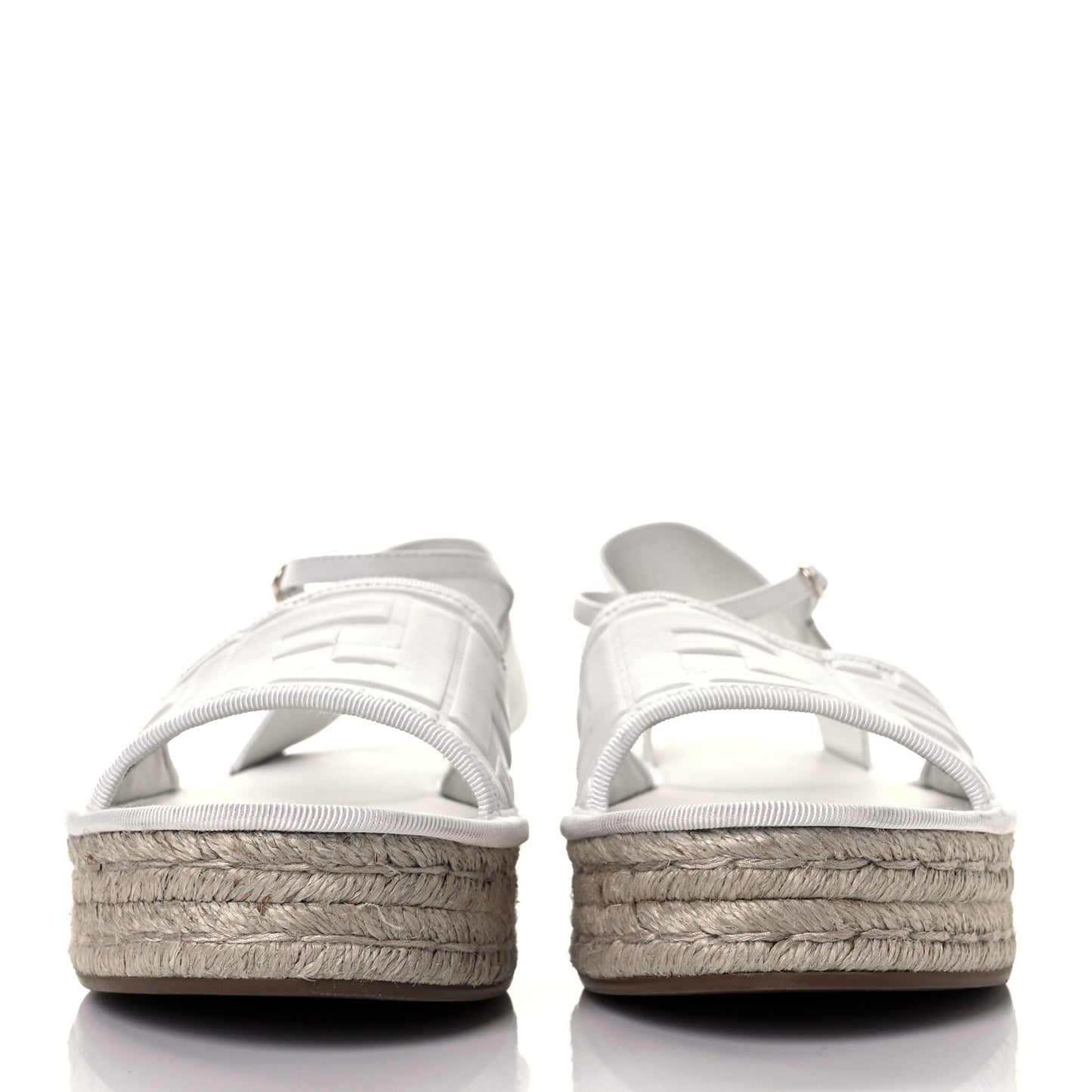 Nappa FF Embossed Espadrille Platform Sandals 40 Snow