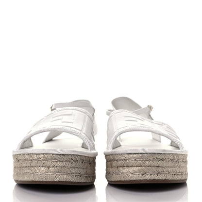 Fendi Nappa FF Embossed Espadrille Platform Sandals 40 Snow 4 of 20