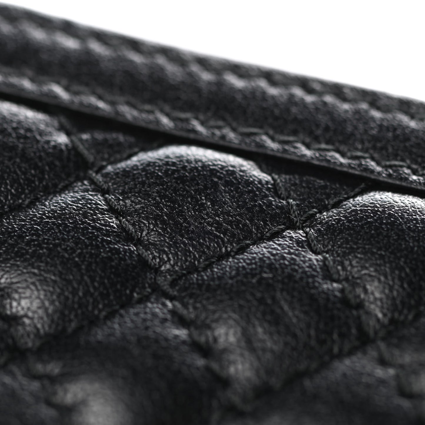 Soft Calfskin Quilted Chain Wallet Black