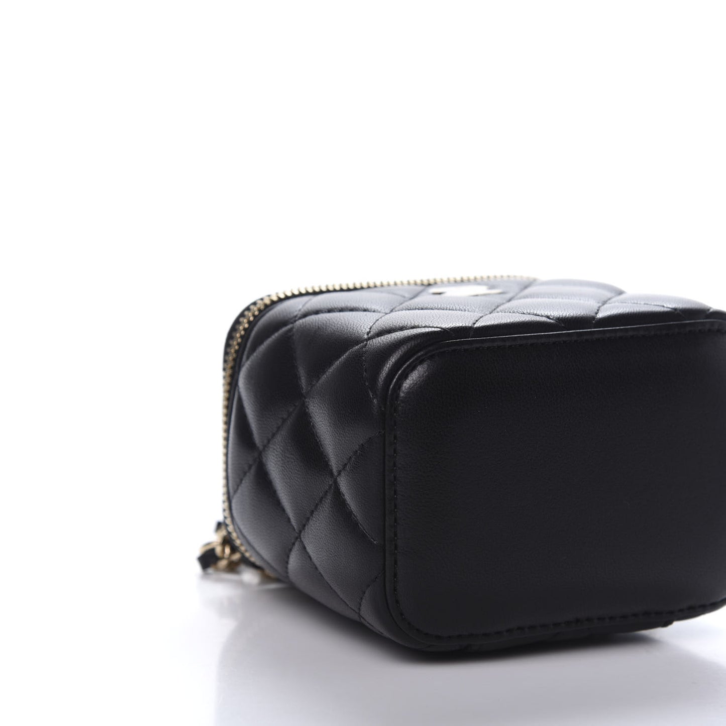 Lambskin Quilted Mini Vanity Case With Chain Black