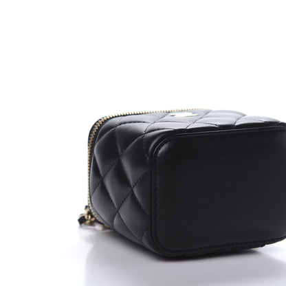 Chanel Lambskin Quilted Mini Vanity Case With Chain Black 6 of 11