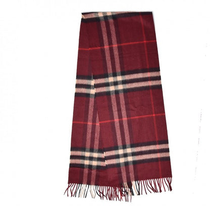 Burberry Cashmere Giant Check Fringe Scarf Claret 4 of 6