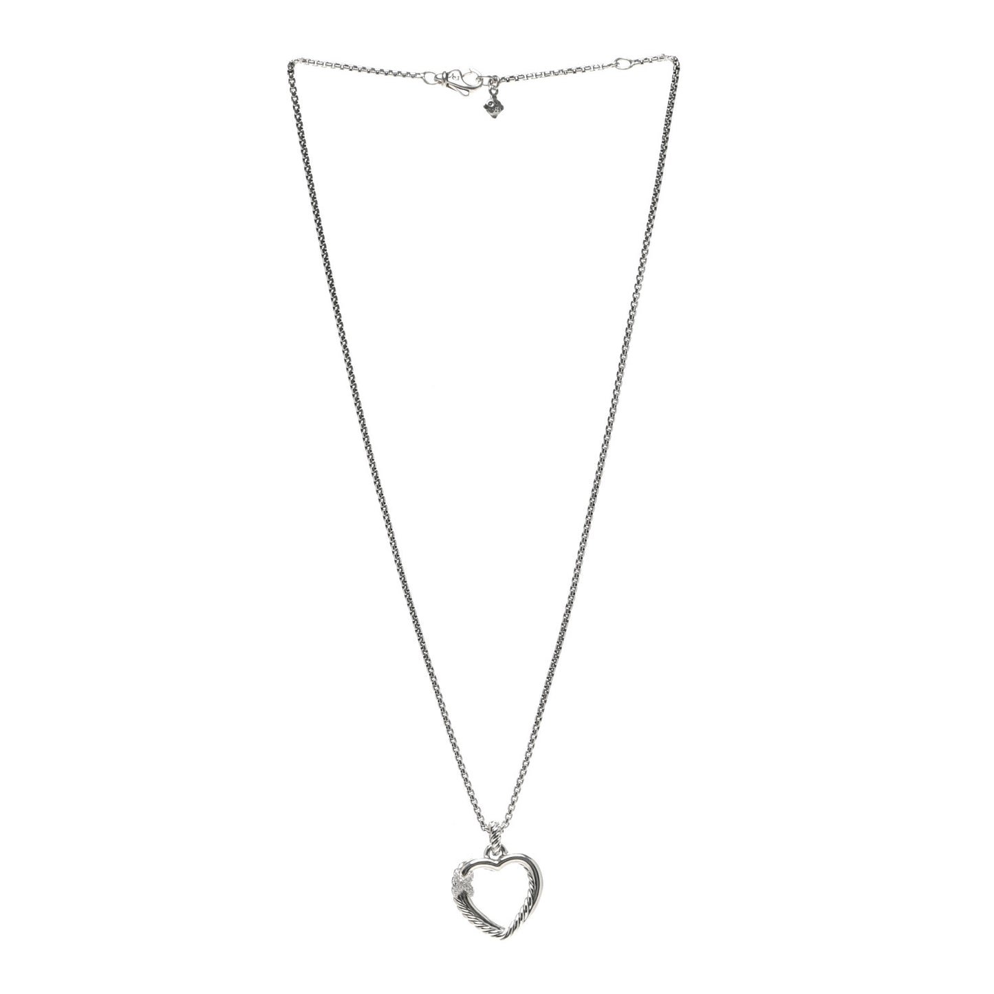 Sterling Silver Diamond Petite X Heart Necklace