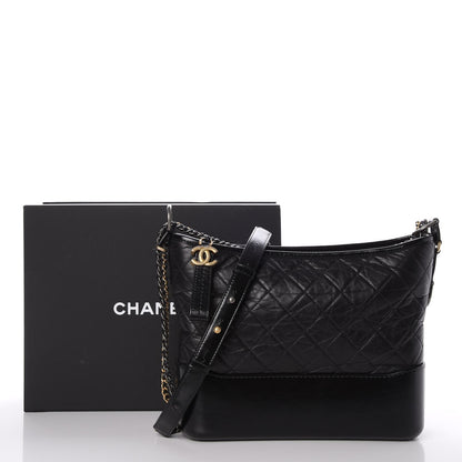 Chanel Aged Calfskin Quilted Medium Gabrielle Hobo Black 9 of 9