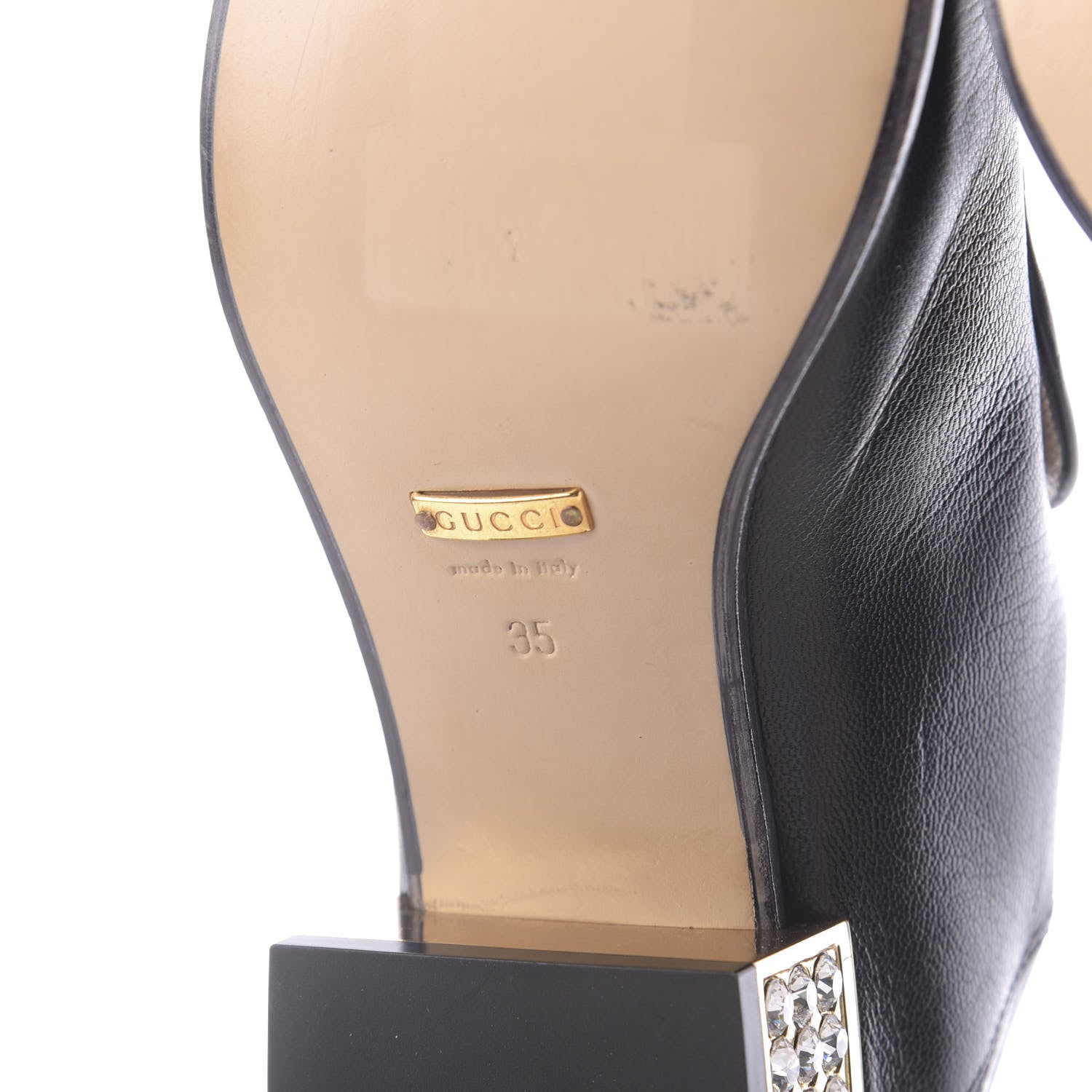 Gucci Goatskin Crystal Womens Horsebit Loafers 35 Black 10 of 13