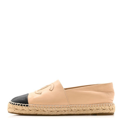 Chanel Lambskin CC Espadrilles 39 Beige Black 1 of 13