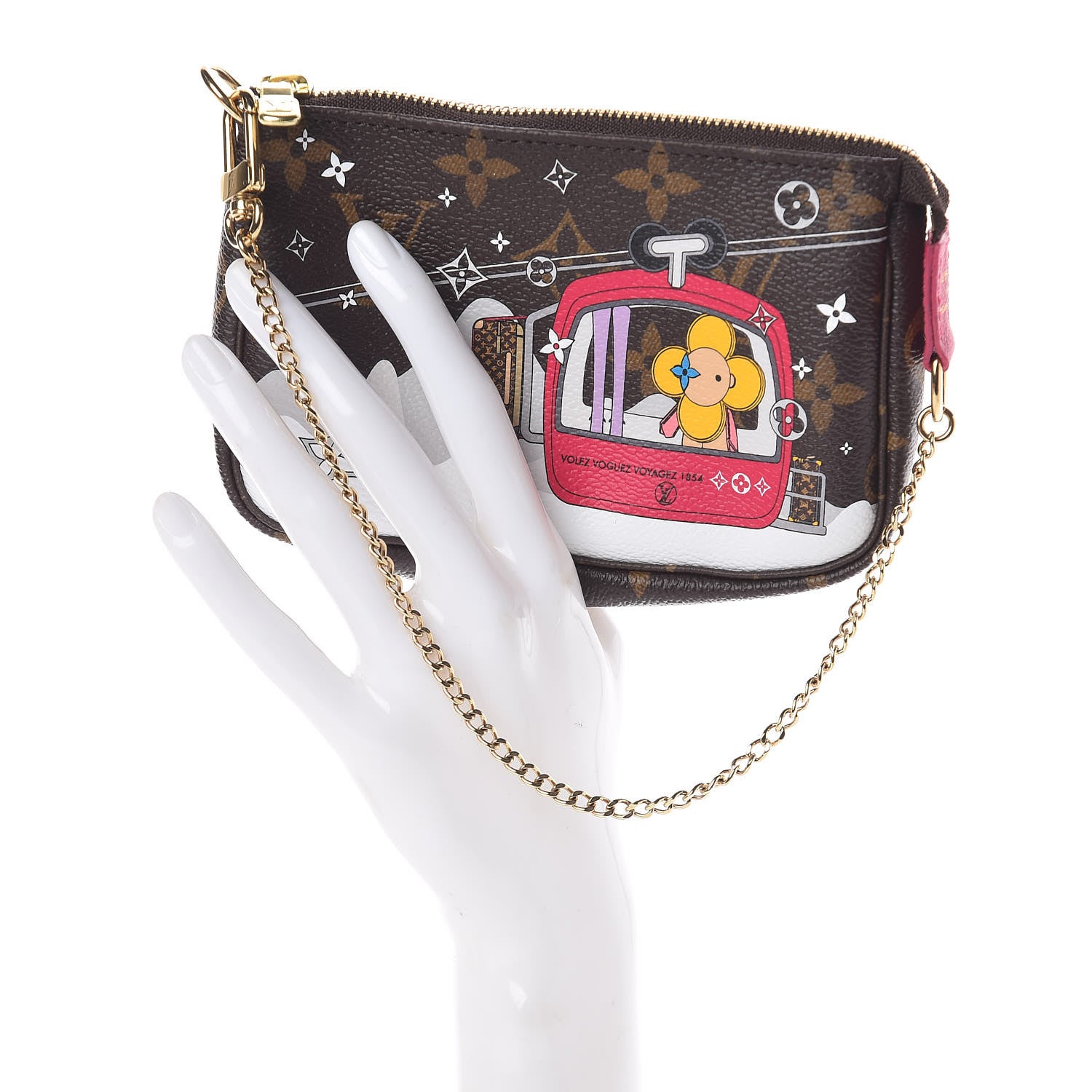 Louis Vuitton Monogram 2019 Christmas Animation Mini Courchevel Pochette Accessories Fuchsia 8 of 8
