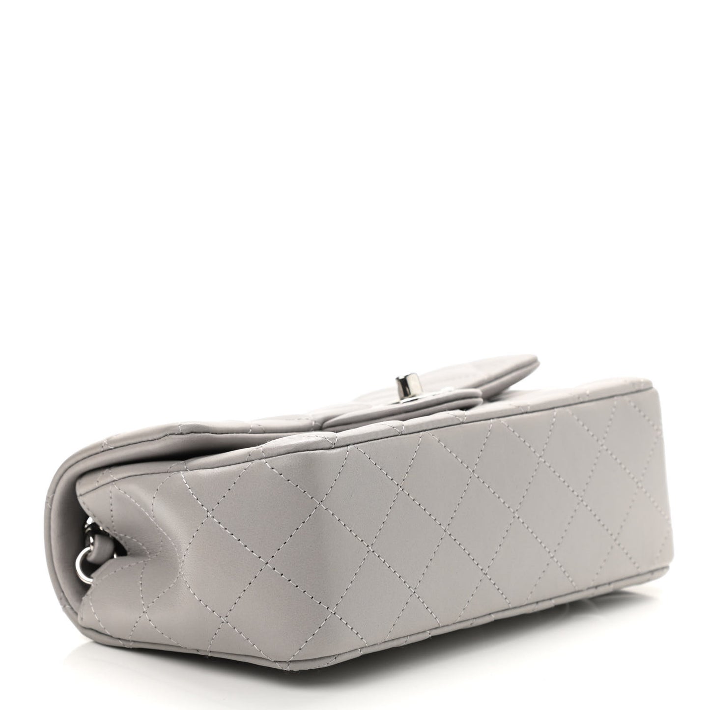 Lambskin Quilted Mini Rectangular Flap Grey