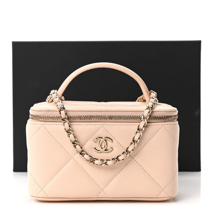 Chanel Caviar Quilted Top Handle Long Vanity Beige 11 of 11