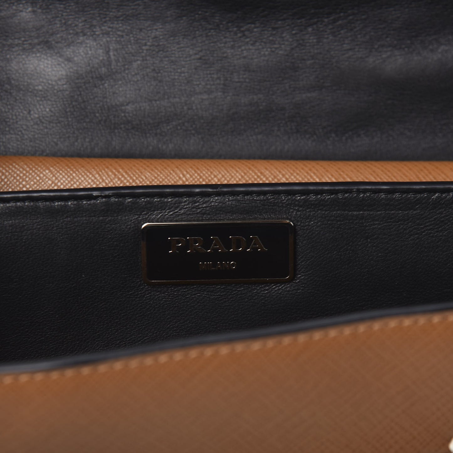 Saffiano Embroidered Pattina Sound Shoulder Bag Caramel