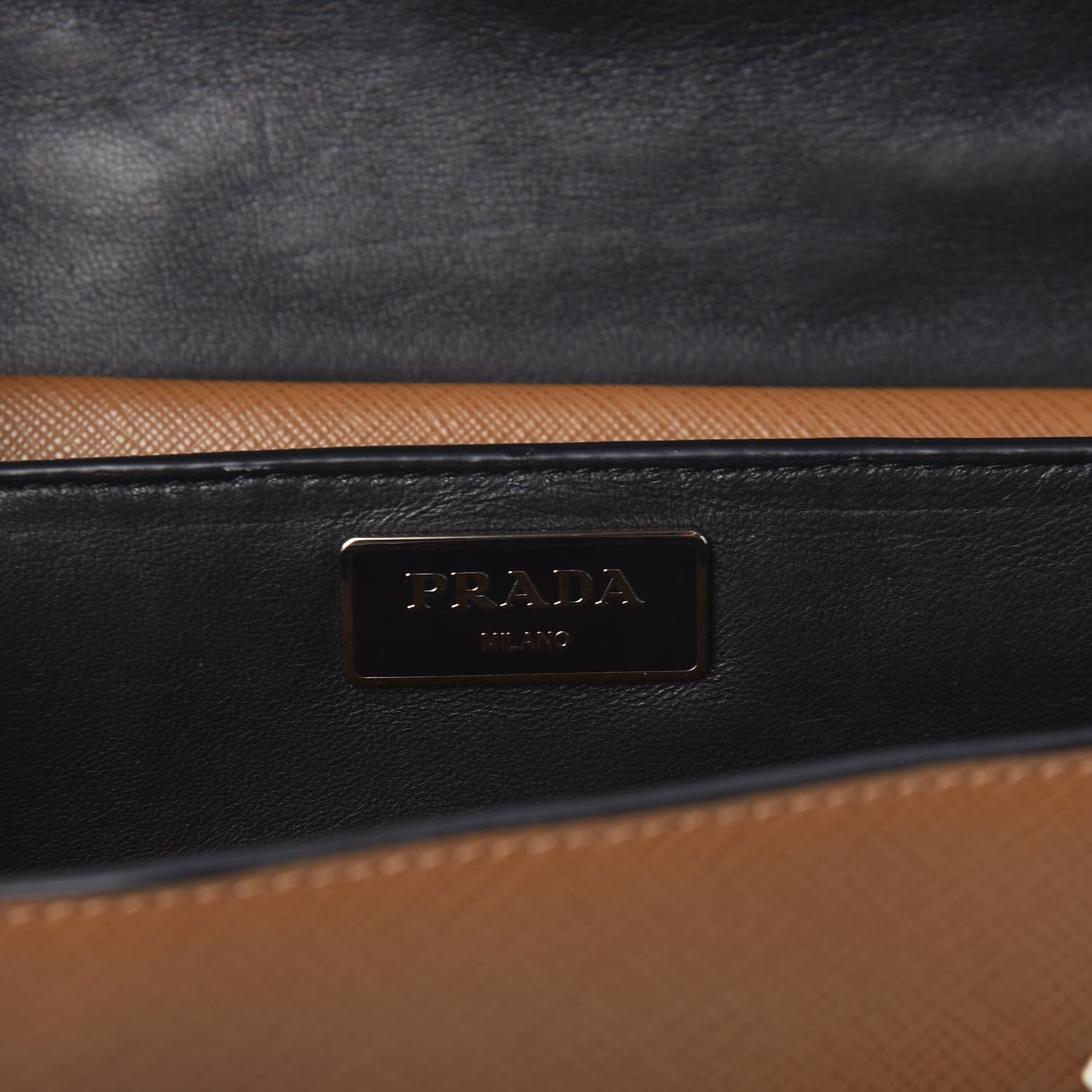Prada Saffiano Embroidered Pattina Sound Shoulder Bag Caramel 6 of 8