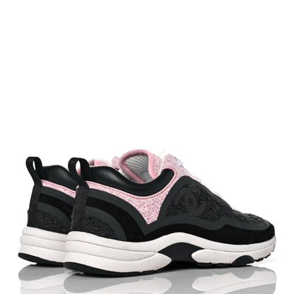 Chanel Tweed Suede Calfskin CC Sneakers 35.5 Gray Pink 4 of 9