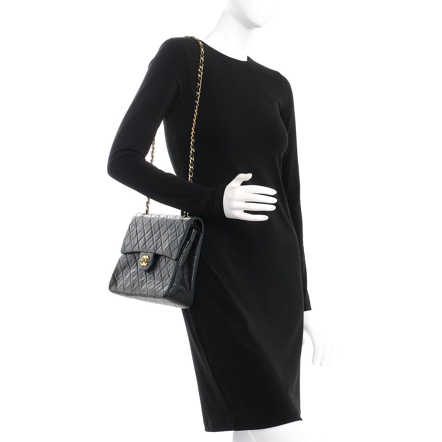 Lambskin Quilted Medium Double Flap Black