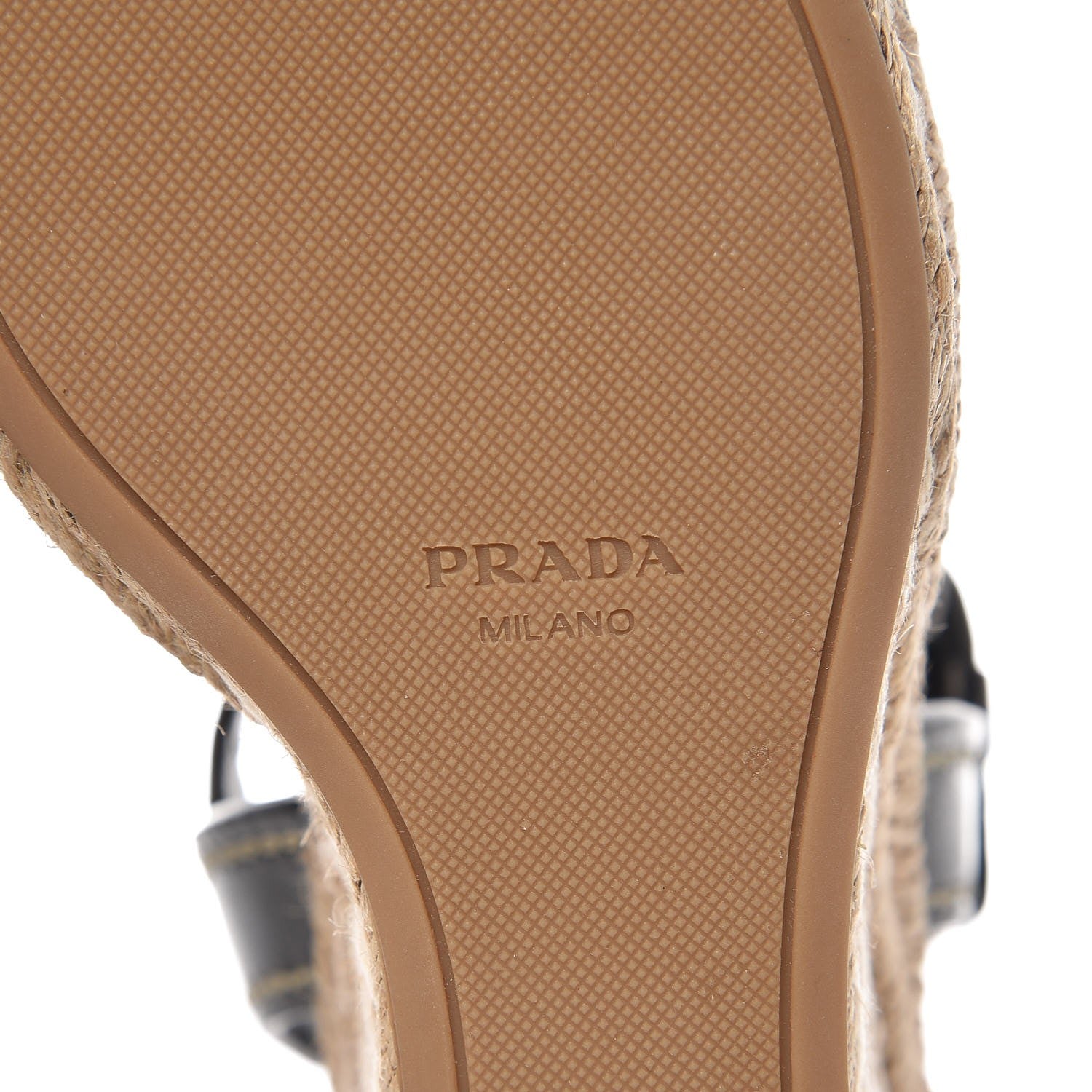 Prada Nappa Wedge Espadrille Sandals 37.5 Nero Black 8 of 9