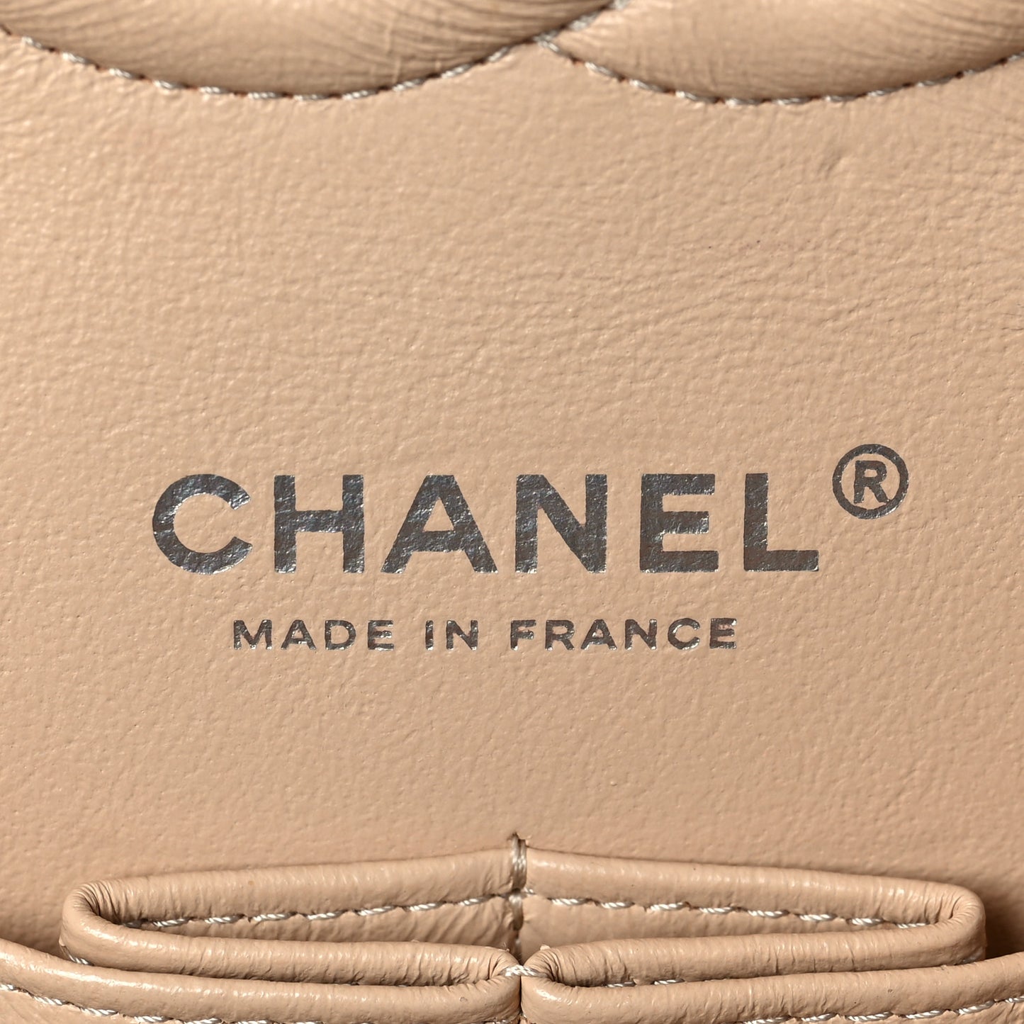 Caviar Quilted Medium Double Flap Beige