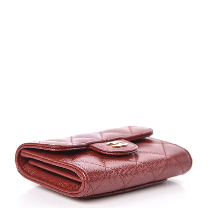Chanel Iridescent Caviar Quilted Flap Card Holder Wallet Burgundy 4 of 10