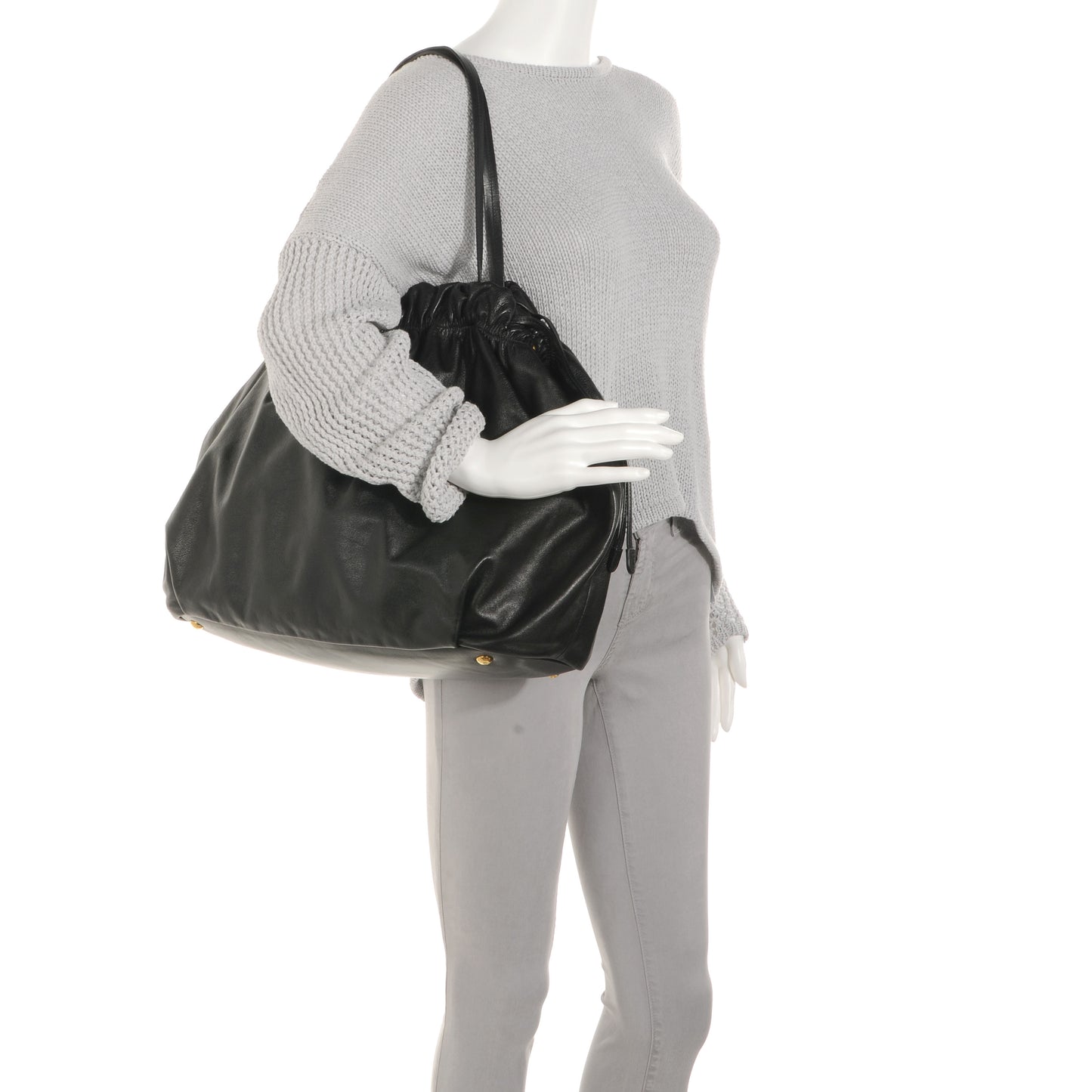 Soft Calf Shopping Tote Nero Black