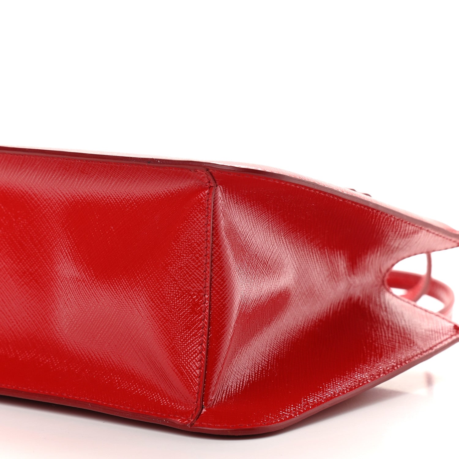 Prada Saffiano Vernice Mini Double Zip Tote Rosso 10 of 12