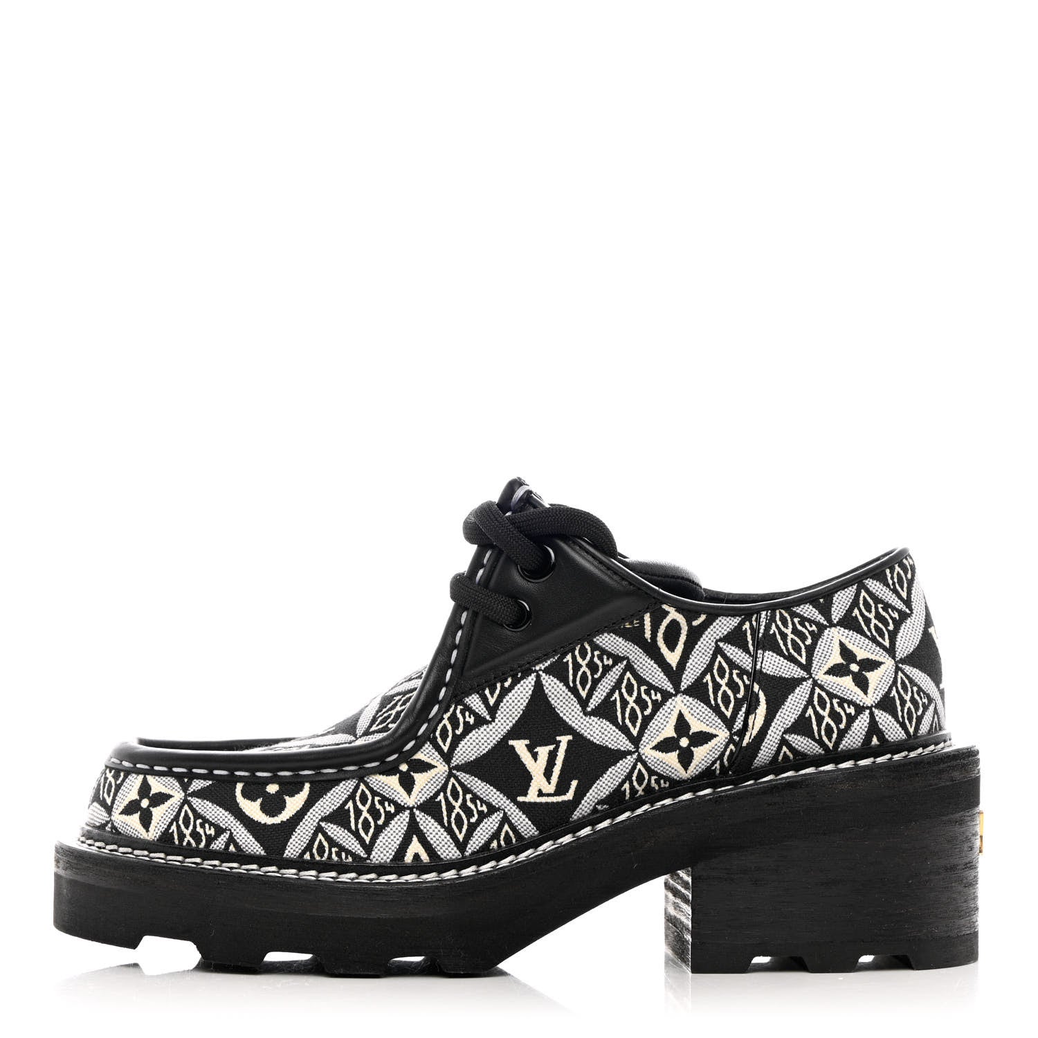 Louis Vuitton Jacquard Calfskin Since 1854 Beaubourg Platform Derby 37 Gray 1 of 11