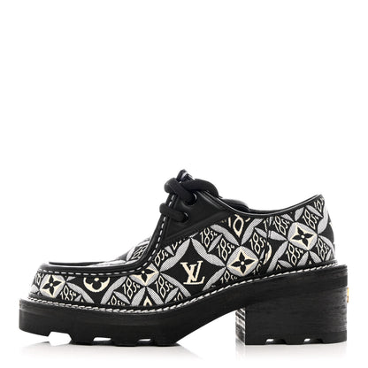 Louis Vuitton Jacquard Calfskin Since 1854 Beaubourg Platform Derby 37 Gray 1 of 11