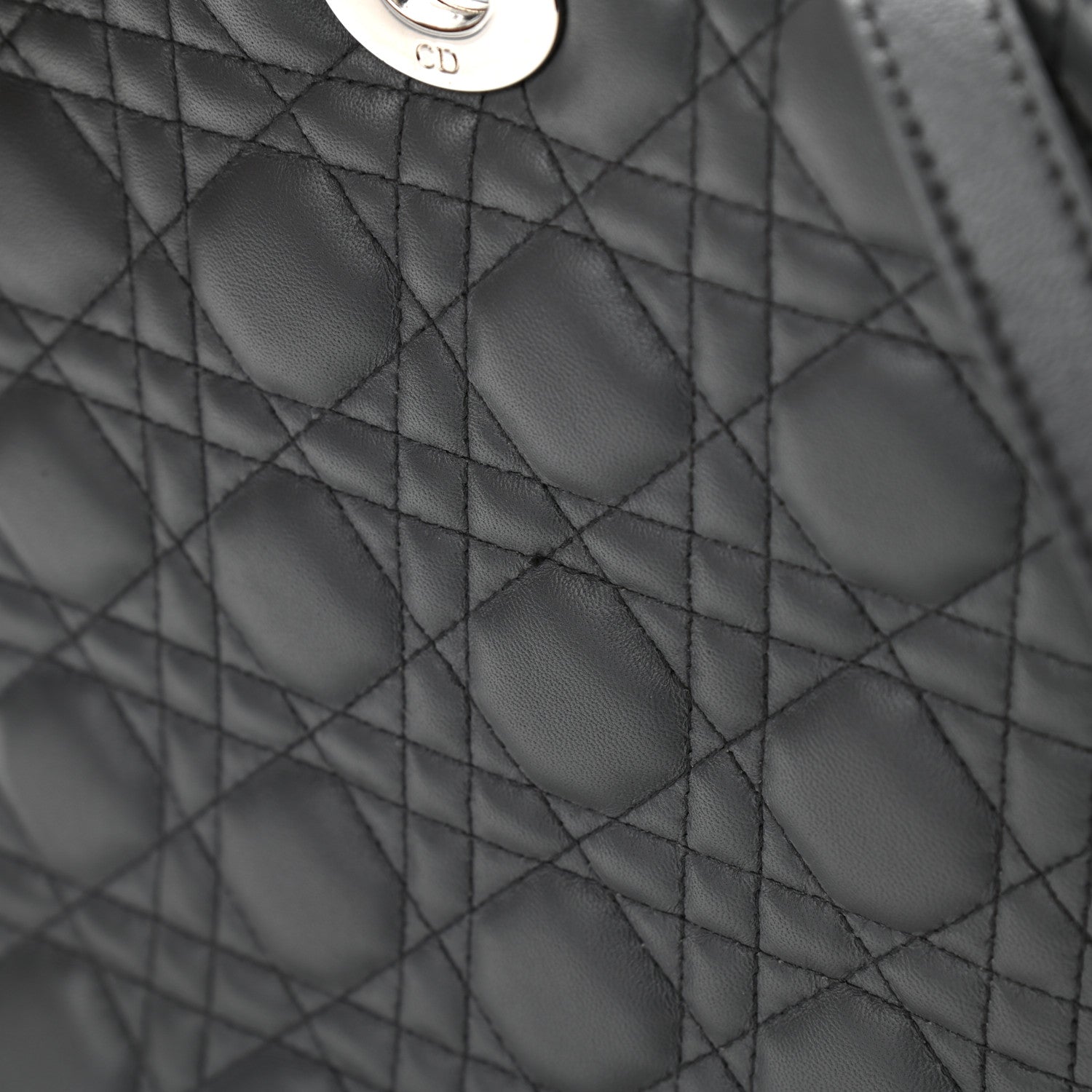 Christian Dior Lambskin Cannage Large Lady Dior Grey 13 of 15