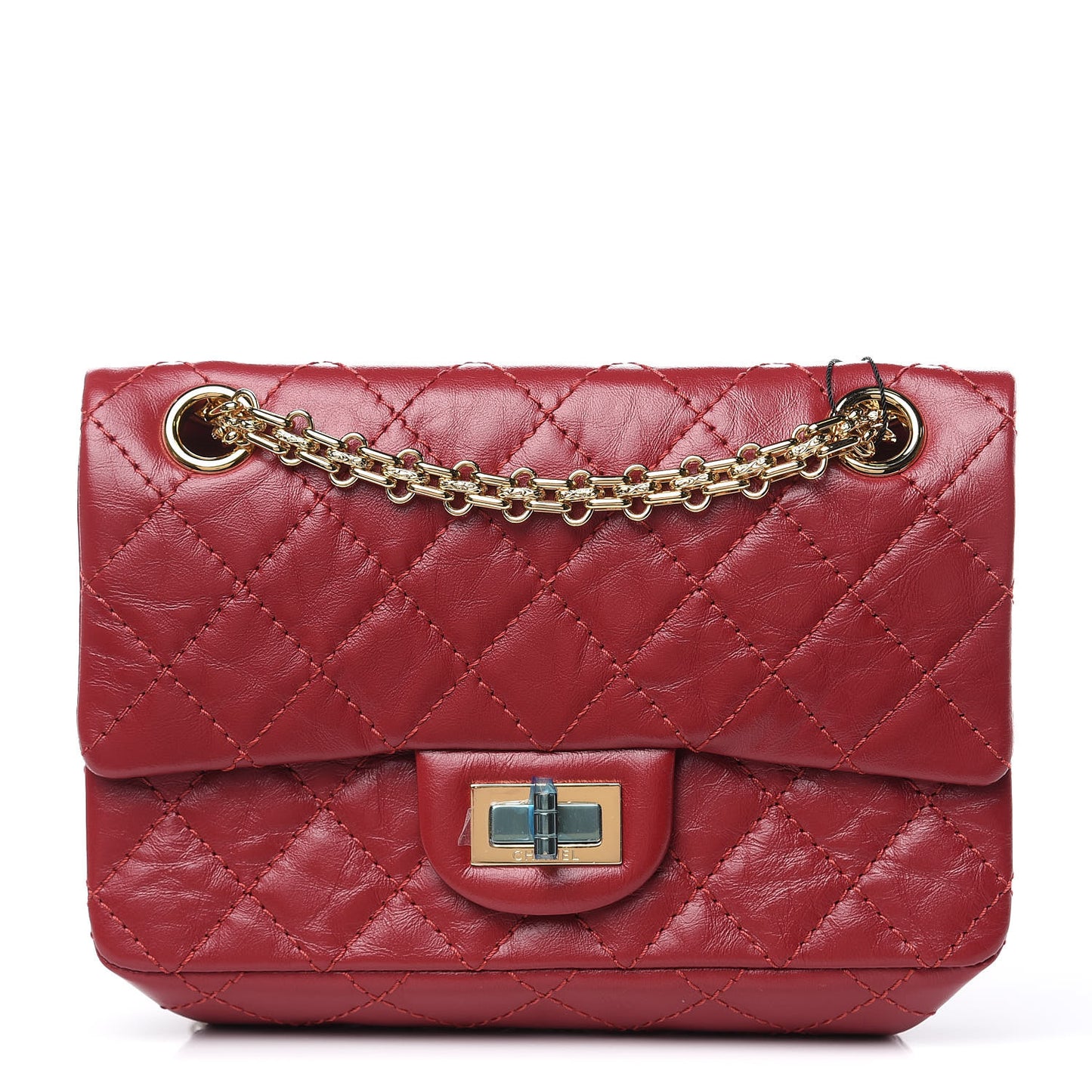 Aged Calfskin Quilted 2.55 Reissue Mini Flap Red