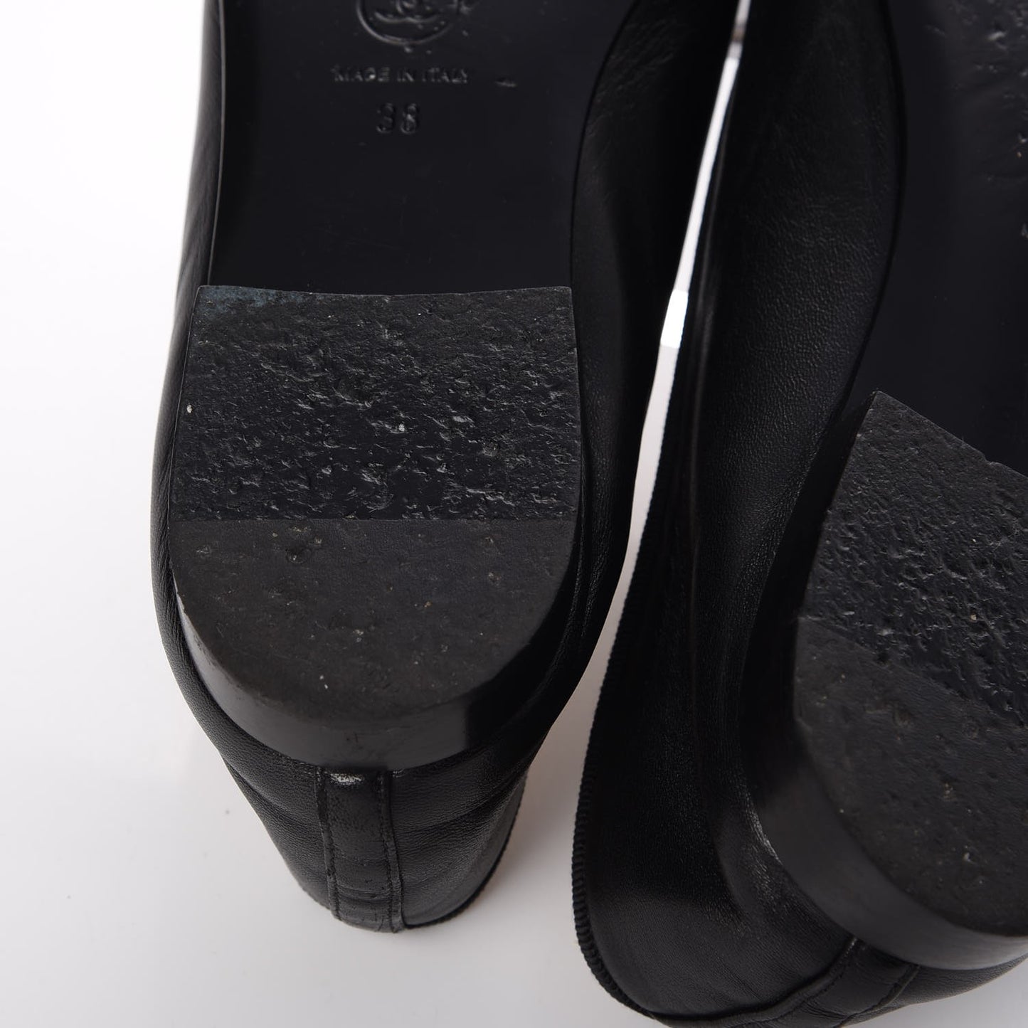 Lambskin Patent Cap Toe Ballerina Flats 38 Black