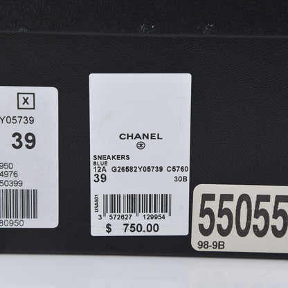 Chanel Suede Calfskin CC Sneakers 39 Blue Black 13 of 13