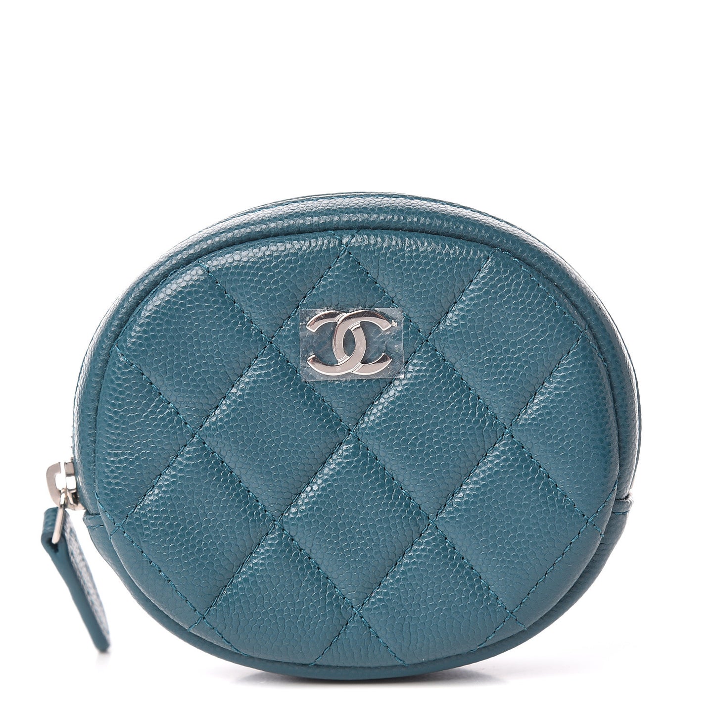 Caviar Quilted Zip Around Classic Coin Purse Dark Turquoise