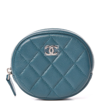 Chanel Caviar Quilted Zip Around Classic Coin Purse Dark Turquoise 1 of 8