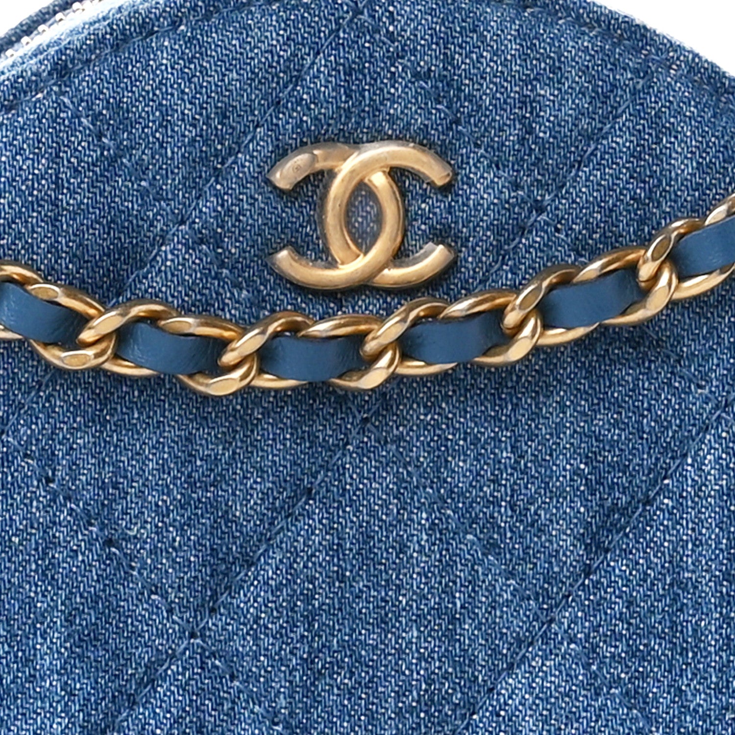 Chanel Denim Quilted Round Pearl Crush Clutch With Chain Blue 8 of 12