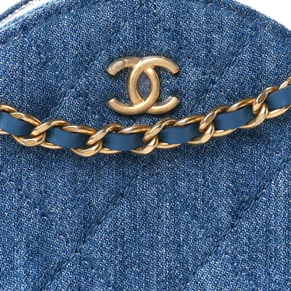 Chanel Denim Quilted Round Pearl Crush Clutch With Chain Blue 8 of 12
