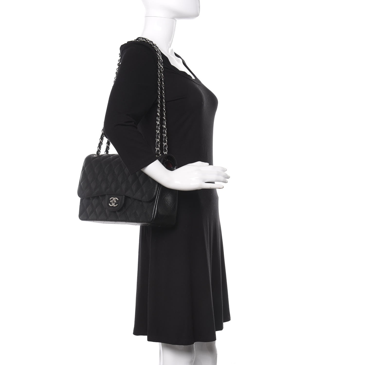 Chanel Caviar Quilted Jumbo Double Flap Black 2 of 10