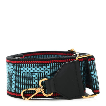 Fendi Cannete Ribbon Poly Vitello Century Logo Adjustable Strap You Blue Red 1 of 5