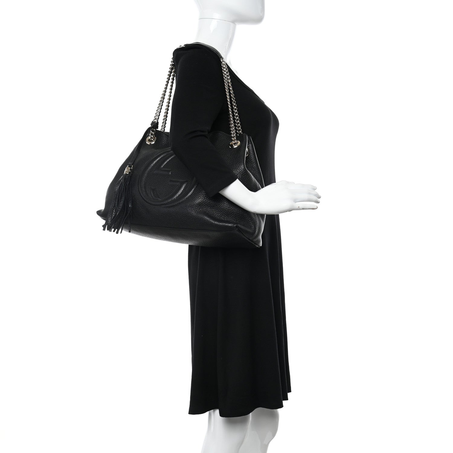 Gucci Pebbled Calfskin Medium Soho Chain Shoulder Bag Black 2 of 13