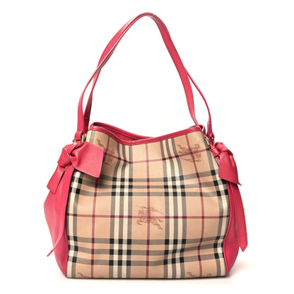 Burberry Haymarket Check Bow Canterbury Tote Pink 1 of 12