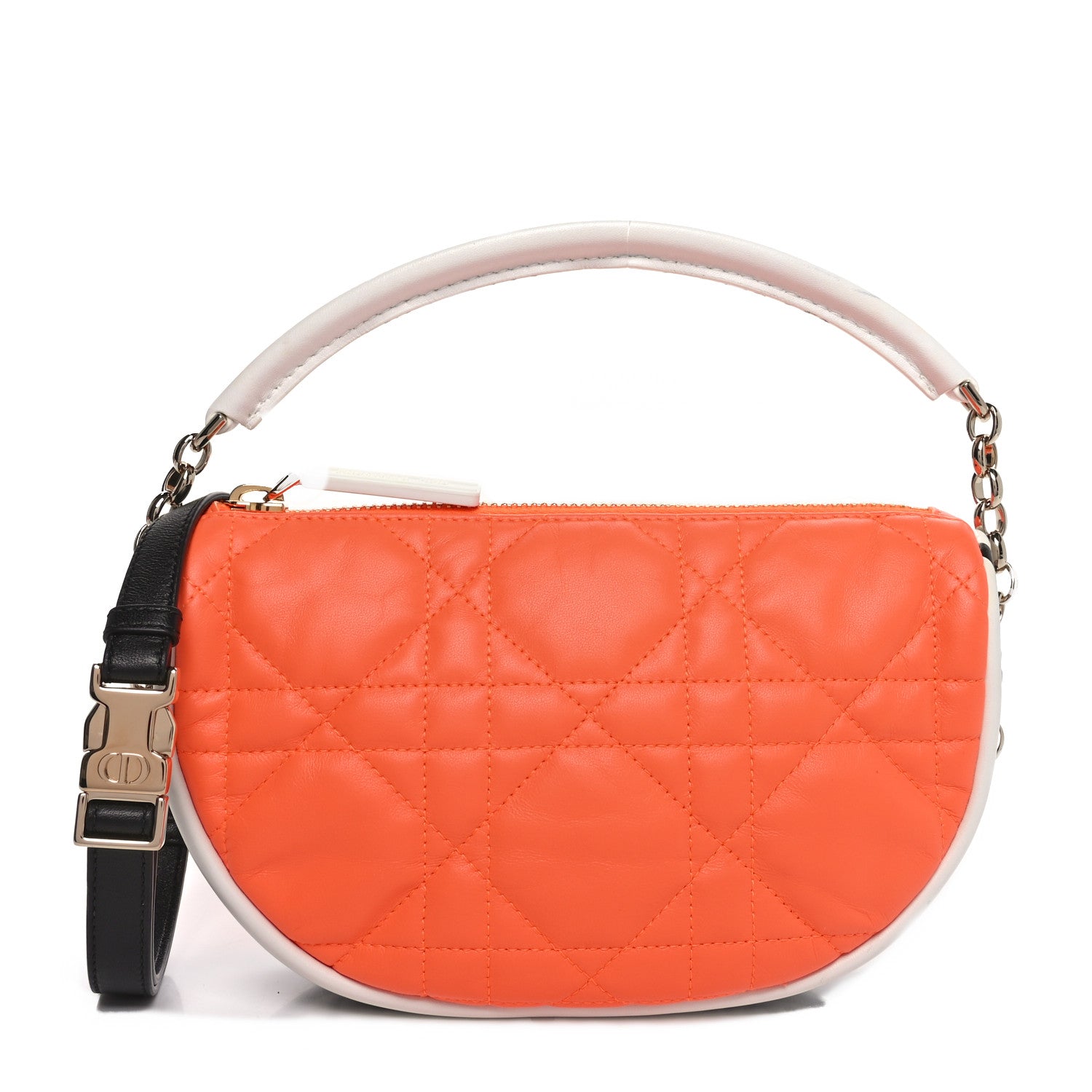 Christian Dior Lambskin Cannage Small Dior Vibe Hobo Bag Orange