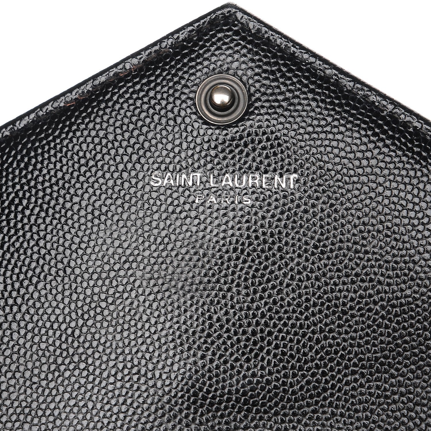 Saint Laurent Grain De Poudre Matelasse Chevron Monogram Envelope Chain Wallet Black 7 of 9