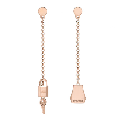 Hermes 18K Rose Gold Kelly Clochette Earrings 1 of 5