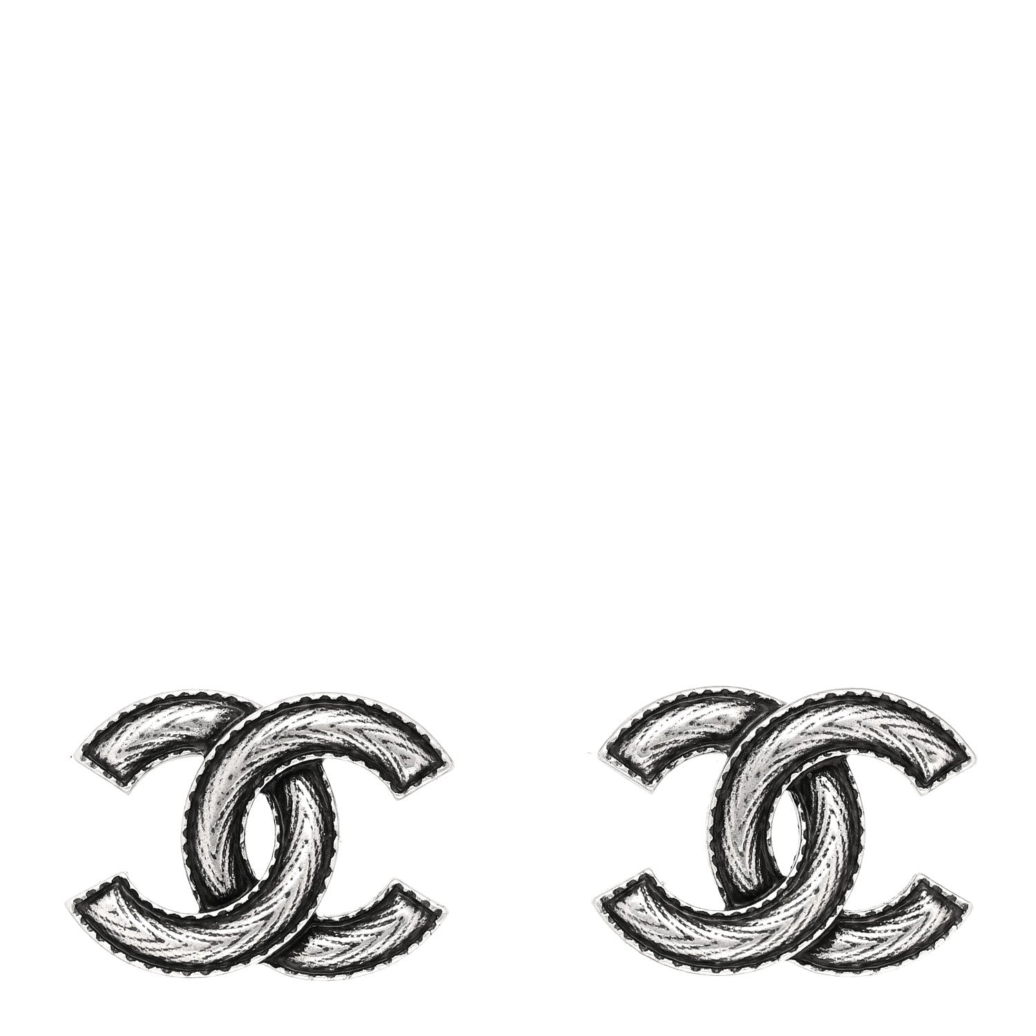 Chanel Ruthenium Twisted CC Earrings Silver 1 of 5