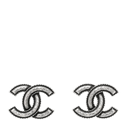 Chanel Ruthenium Twisted CC Earrings Silver 1 of 5