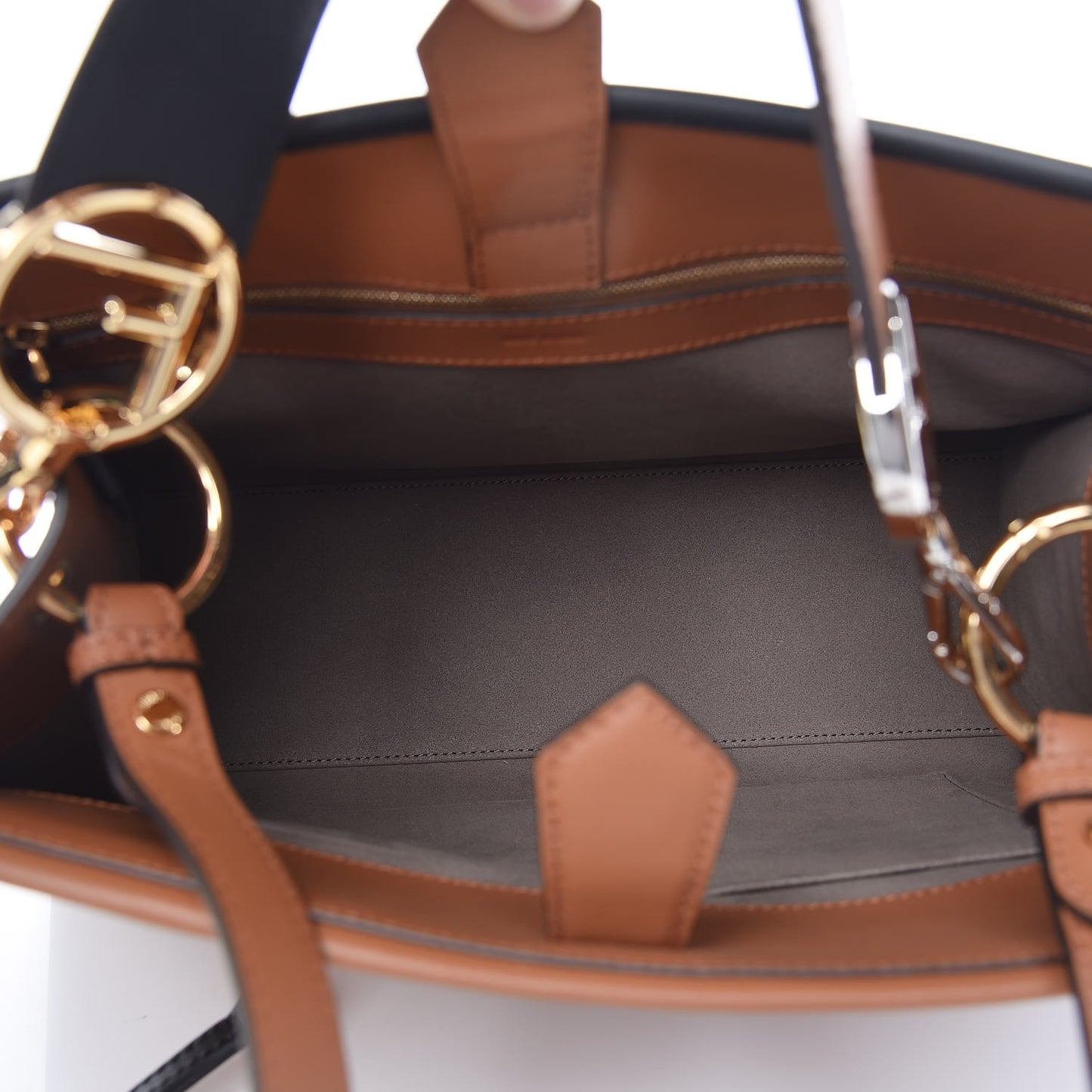 Vitello Century Opaco F is Fendi Bi-Color Regular Runaway Satchel Corteccia Black