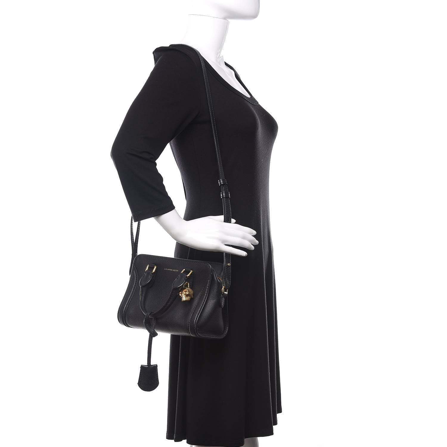 Alexander McQueen Pebbled Calfskin Mini Padlock Tote Black 2 of 10