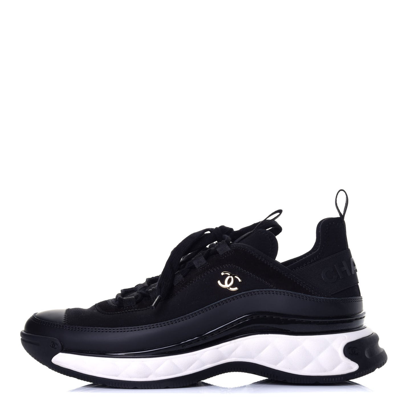 Velvet Calfskin Mixed Fibers CC Sneakers 40 Black