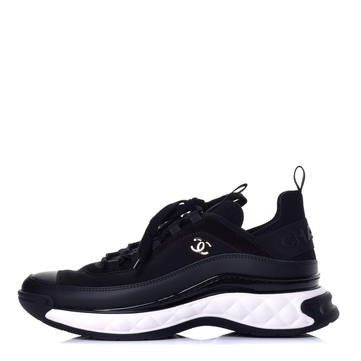 Chanel Velvet Calfskin Mixed Fibers CC Sneakers 40 Black 1 of 9