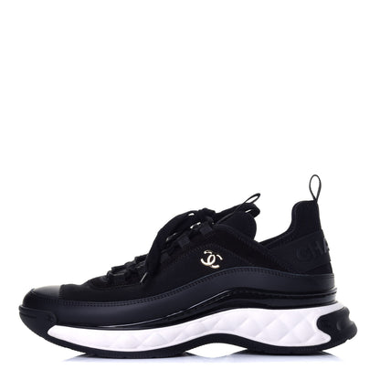 Chanel Velvet Calfskin Mixed Fibers CC Sneakers 40 Black 1 of 9