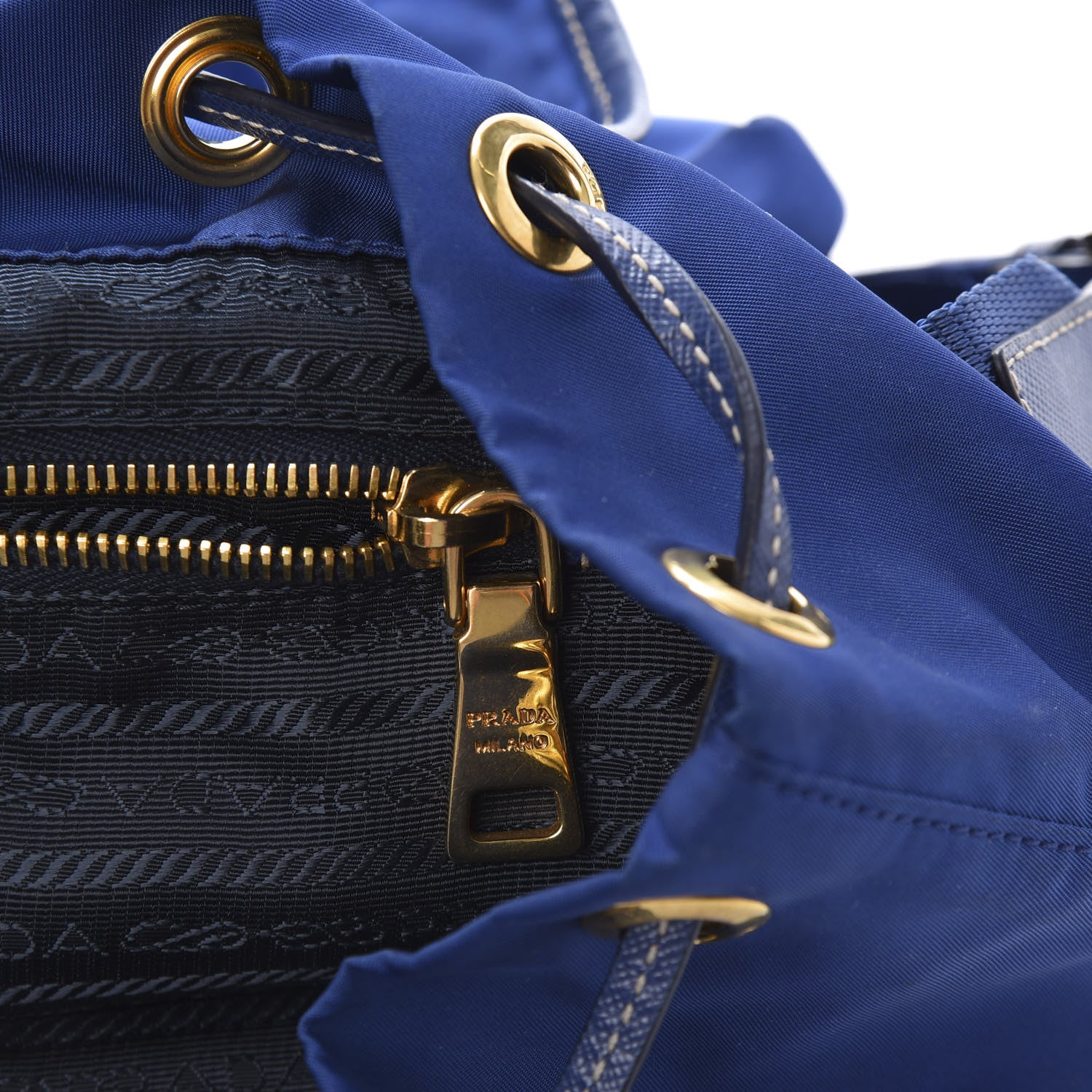 Prada Tessuto Nylon Saffiano Vela Medium Backpack Blue 6 of 11