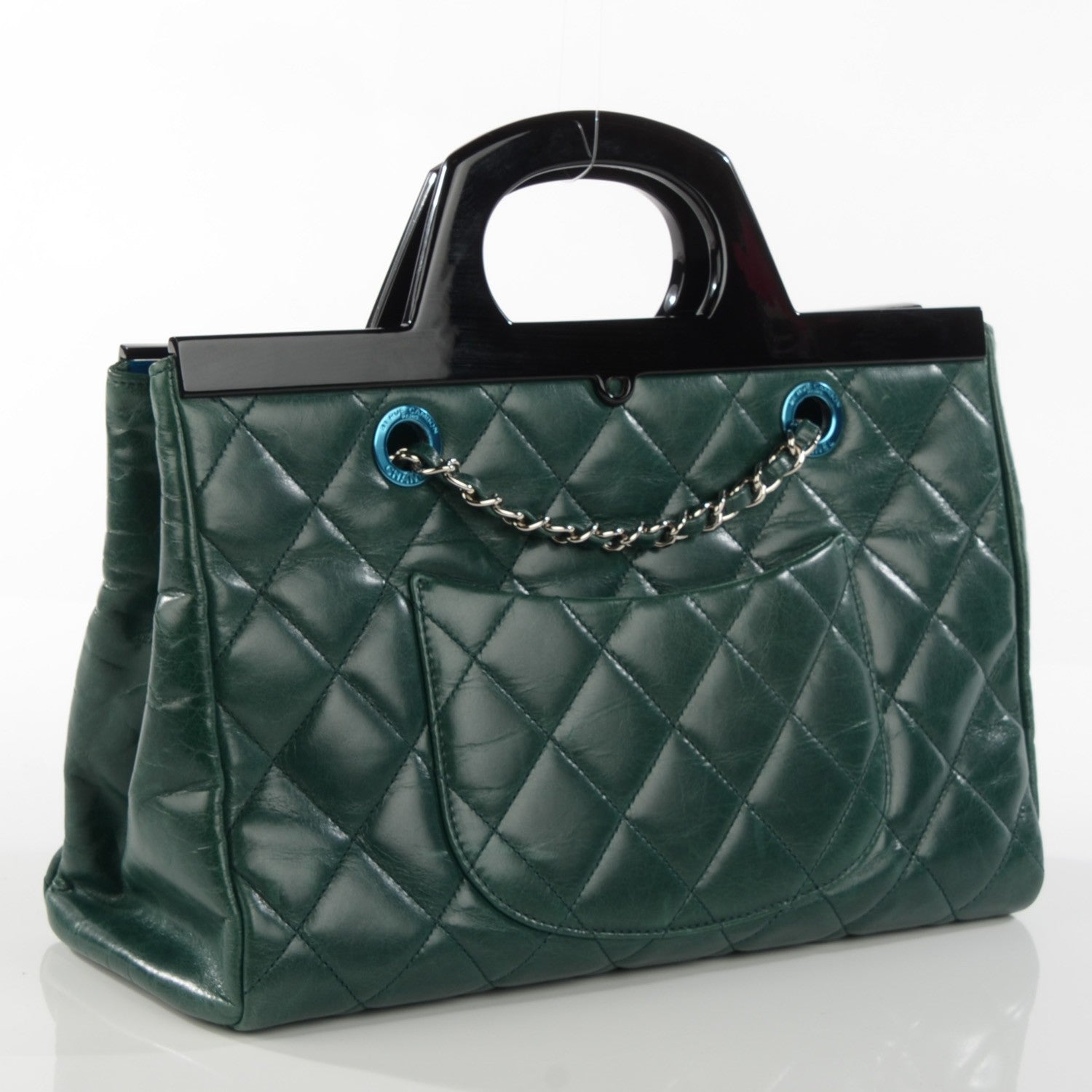 Chanel Glazed Calfskin Quilted Small CC Delivery Tote Green 3 of 8