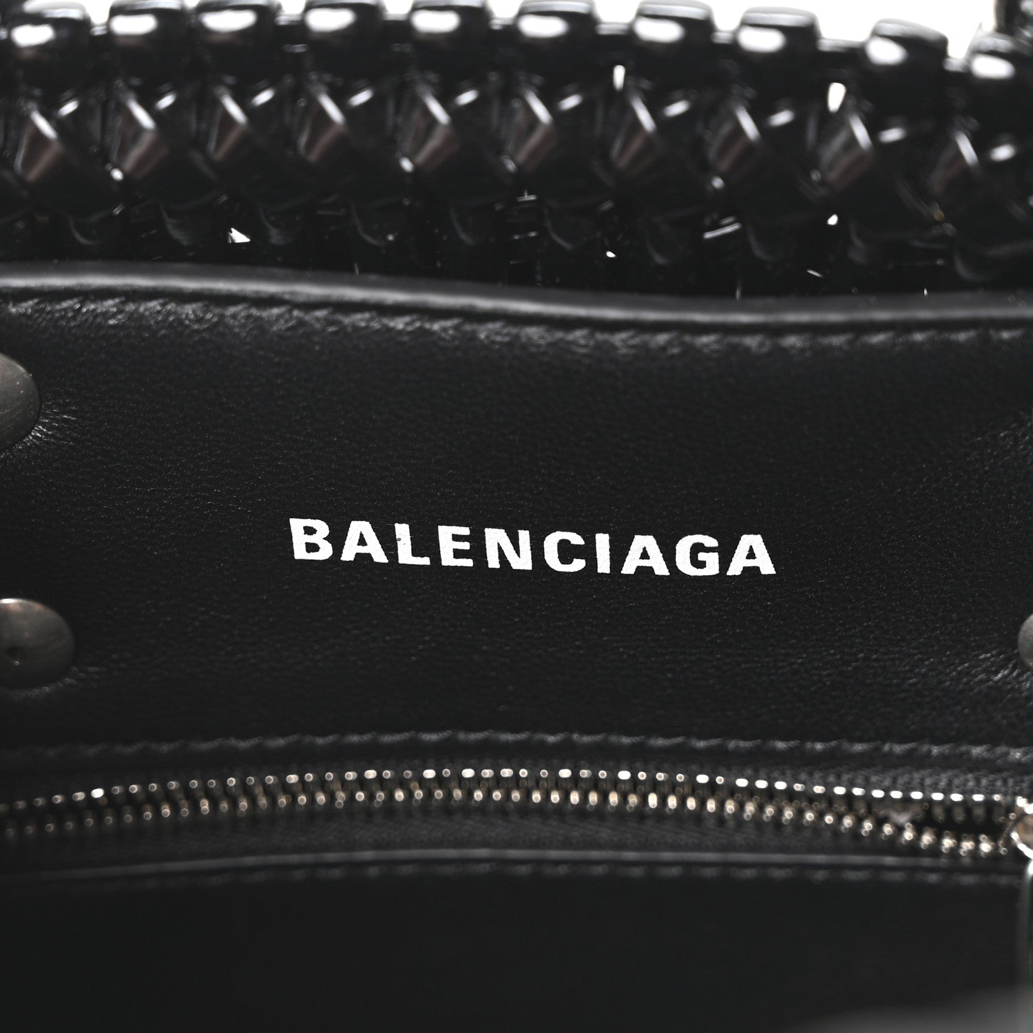 Balenciaga Faux Calfskin Braided Varnished XXS Bistro Basket Black 6 of 9